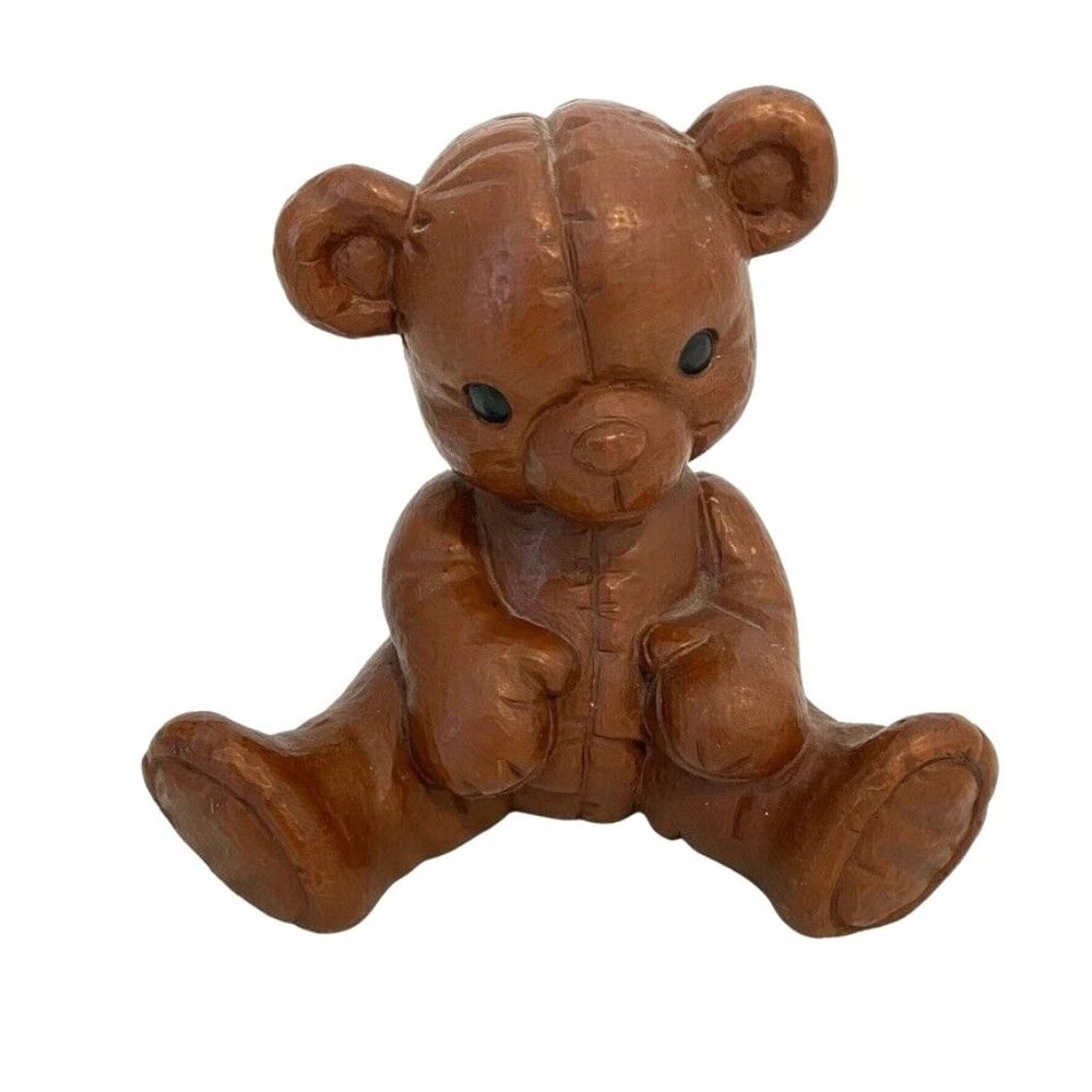 Red Mill Mfg Teddy Bear Figurine Sitting Brown USA Handcrafted 1988